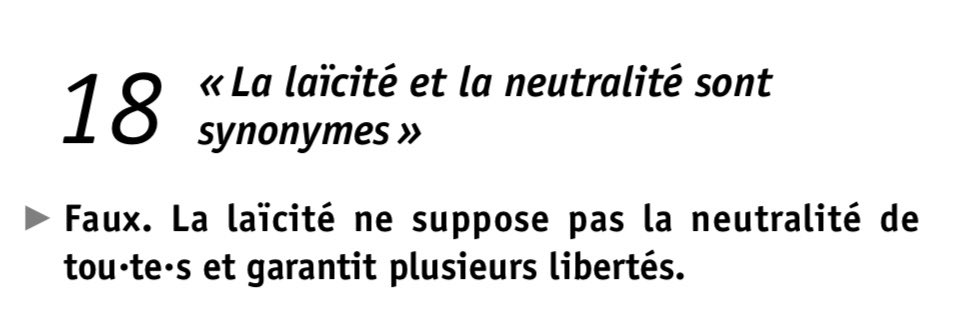 Là où c’est un problème, c’est que les contre-vérités les plus graves sur la laïcité sont affirmées sans contradiction sur les plateaux et se diffusent dans l’opinion.Or ces contre-vérités s’opposent parfois frontalement aux lois laïques, en particulier à la loi de 1905...