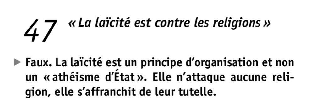 Là où c’est un problème, c’est que les contre-vérités les plus graves sur la laïcité sont affirmées sans contradiction sur les plateaux et se diffusent dans l’opinion.Or ces contre-vérités s’opposent parfois frontalement aux lois laïques, en particulier à la loi de 1905...