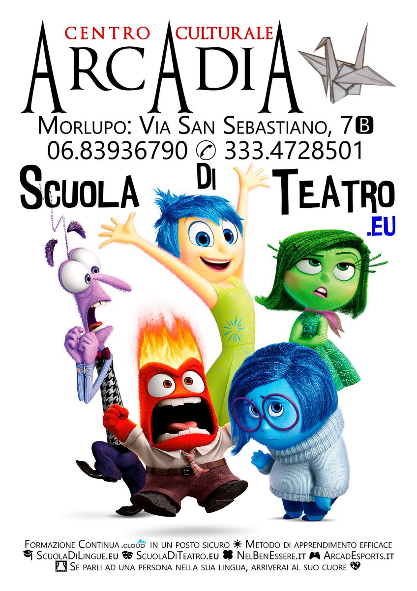 morlupo's tweet photo. 🎭 https://t.co/qsAfhVYFsG
Metodo #insideOut di Ercole Ammiraglia
È una Metodologia teatrale innovativa 🎦
basata sul riconoscimento e sulla gestione
delle proprie emozioni 💖
Tanto divertimento in un posto sicuro
MORLUPO: Via San Sebastiano, 7🅱
☸ https://t.co/yA1QUtsMGi https://t.co/8RQQjBBXWu