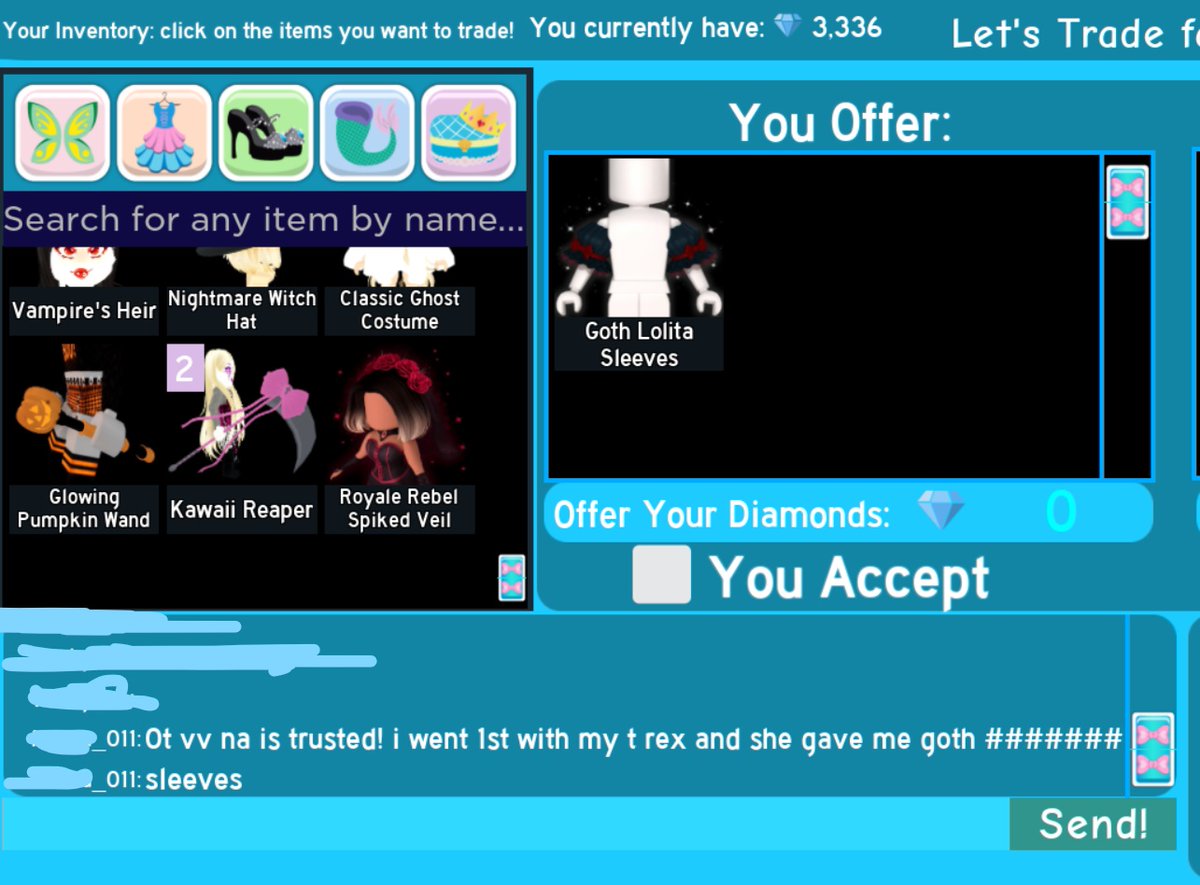 otvvna's tweet photo. Just did another successful trade ! Sadly the person didnt have Twitter so I did the tweet and got screenies ! She went first with a T-rex and then got goth sleeves ! <3 Tysm again!! https://t.co/OSOiJF30wb