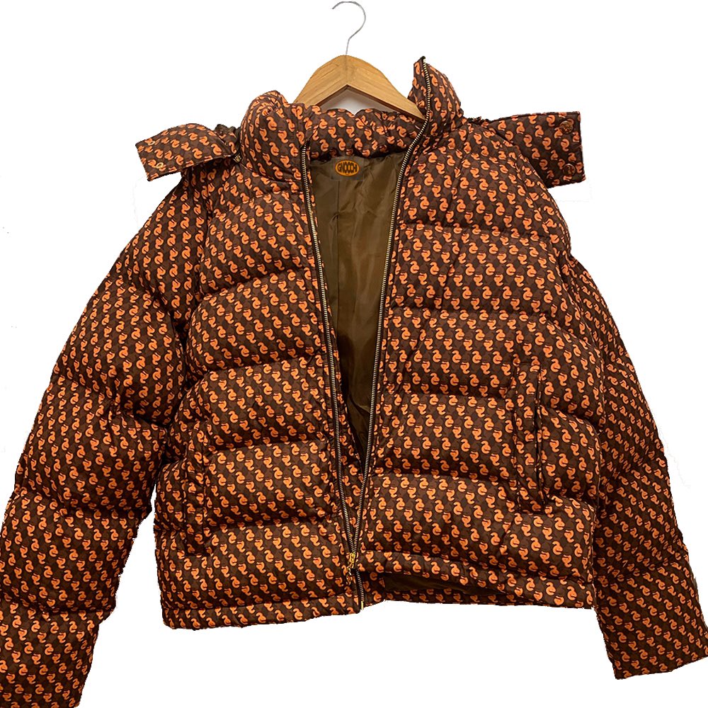 Burberry Detachable Sleeve Monogram Print Puffer Jacket in Brown