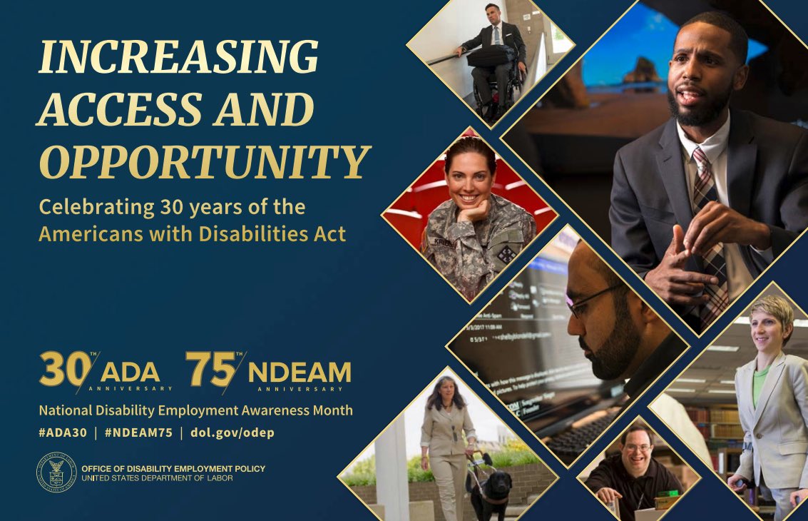 SkillDevCenter's tweet image. October is National Disability Awareness Month❗️

Join us in celebrating the 30th anniversary of the Americans with Disabilities Act 🌟

#NDEAM #ADA
