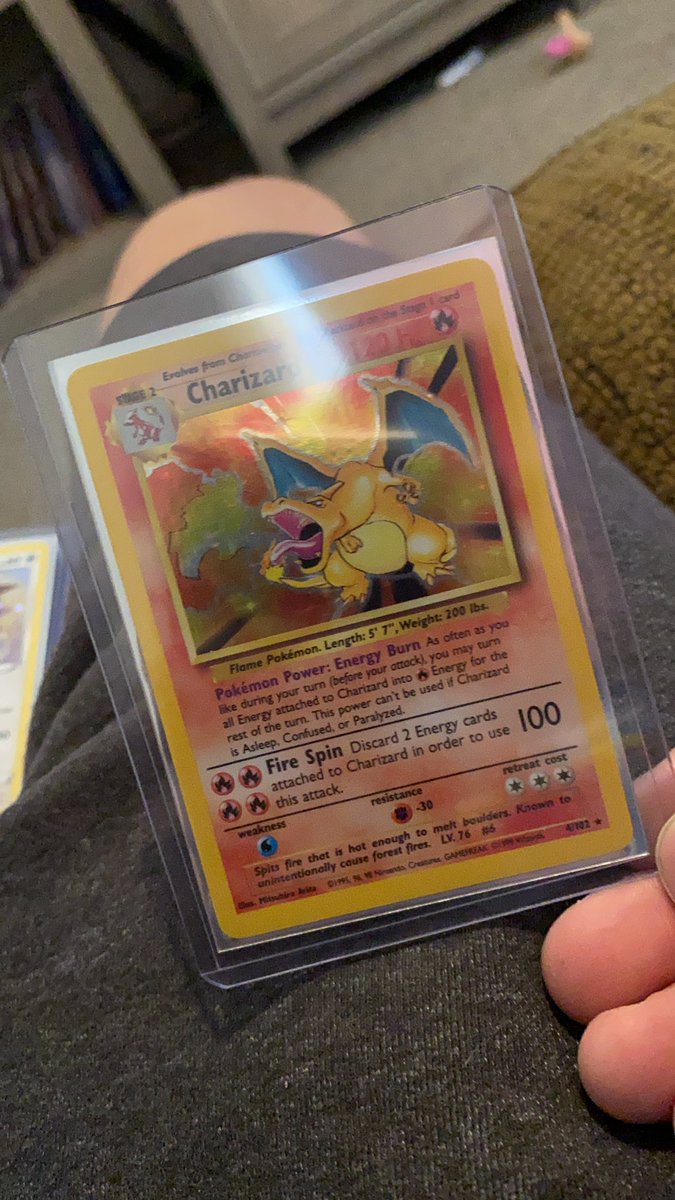 Trigganometry64's tweet photo. One of my favorite possessions Pokémon wise. #CharizardBaseSet https://t.co/KaHVgpCBLr