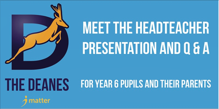 The final two 'Meet The Headteacher' events are this week.    You can book you place here - thedeanes.academy/openevening/
We have limited spaces left at these popular talks.