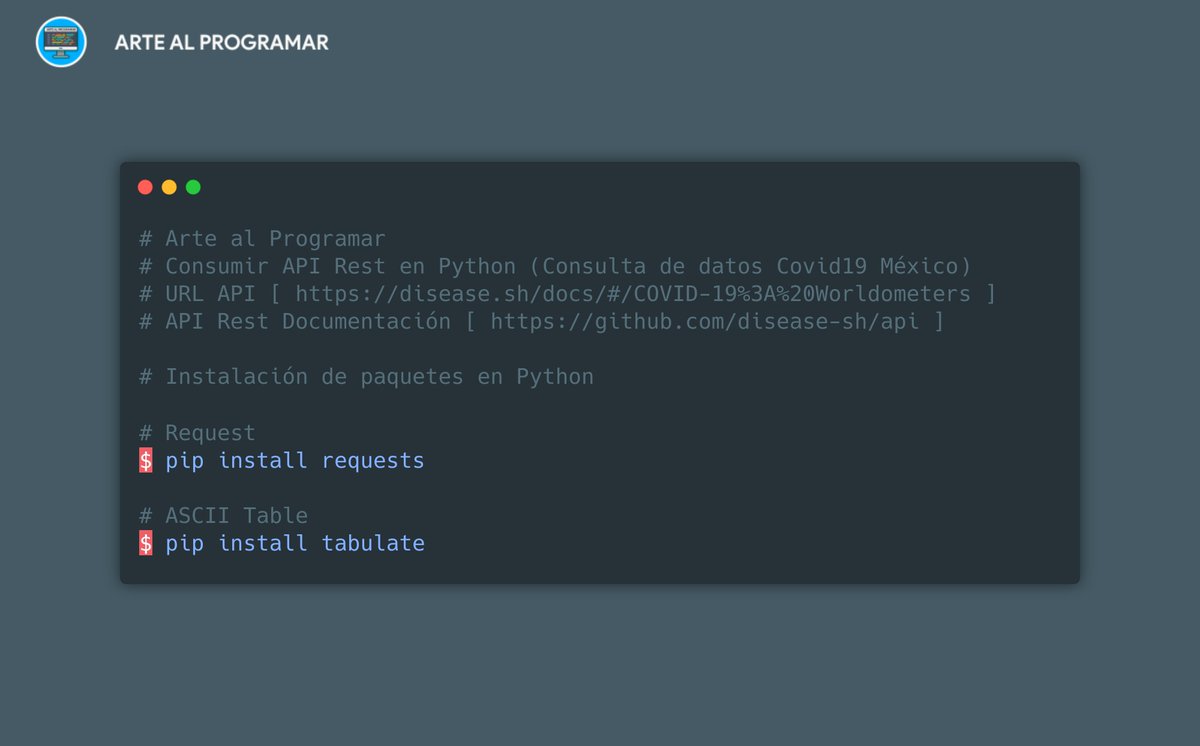 arteaprogramar's tweet photo. Consuming #RESTAPIs with #Python
#Mexico #COVID__19 estadísticas
#ArteAlProgramar
#Linux #100DaysOfCode #Developer #Coding #Programming #Programmer #code #Technology #Coder #Software #Codinglife #ProgrammingLife #Hacking #Computer #WomenWhoCode #bash #script #gnulinux #ubuntu https://t.co/yc2Pc07uNo