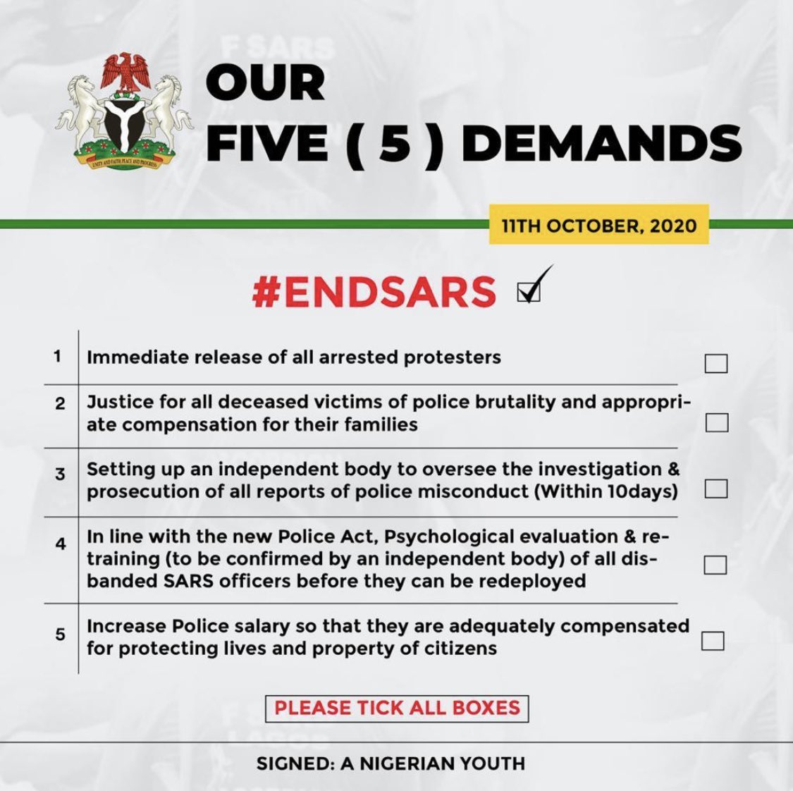 #5for5 : Nigerian Youths give Buhari's Government 5 conditions