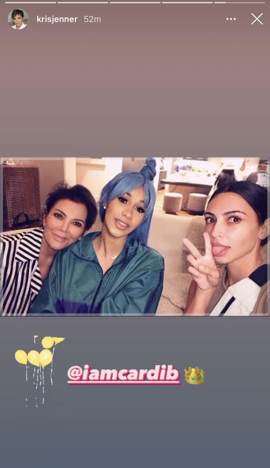 Kris Jenner wishes Cardi a happy birthday on Instagram.  