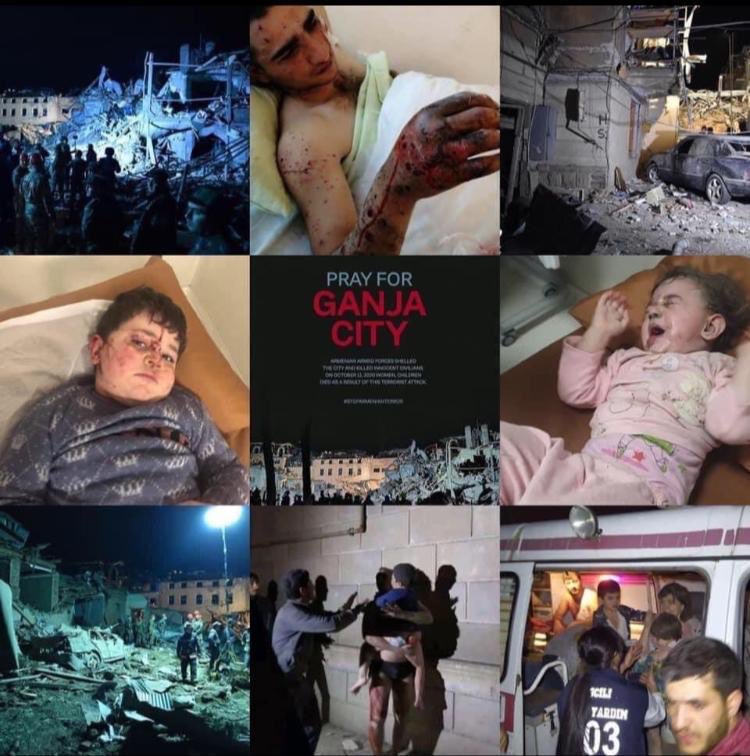 Armenian armed forces shelled the city and killed innocent civilians.On october 11,2020 women,children died as a result of this terrorist attack.
#PrayForGanja 
#KardashiansSupportTerrorism 
#DontBelieveArmenia