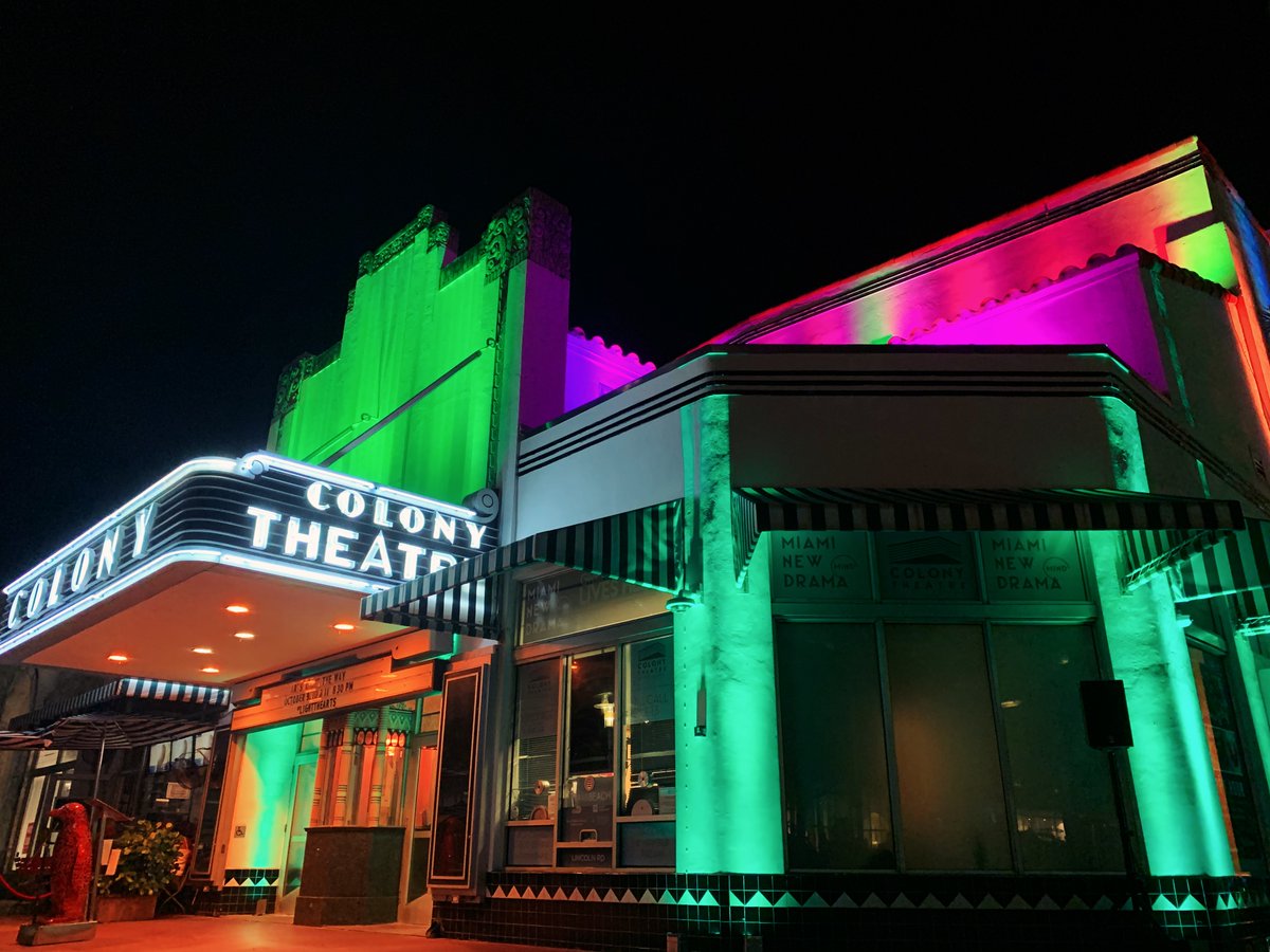 Join us for the FINAL NIGHT of LIGHT THE ARTS! 8:30P-10:00P every half hour on the facade of the Colony Theatre on @LncolnRd, featuring the music of @NuDecoEnsemble! Miami, the arts are here to stay! #LightTheArts