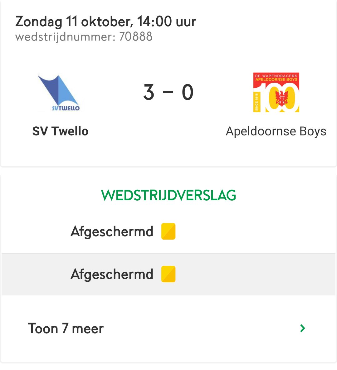 SV Twello-Apeldoornse Boys 3-0