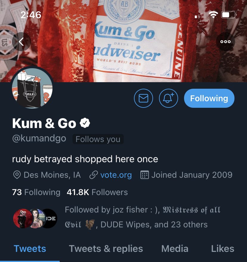 rudy_betrayed's tweet image. i can’t believe this is actually still their bio just because i shopped there once