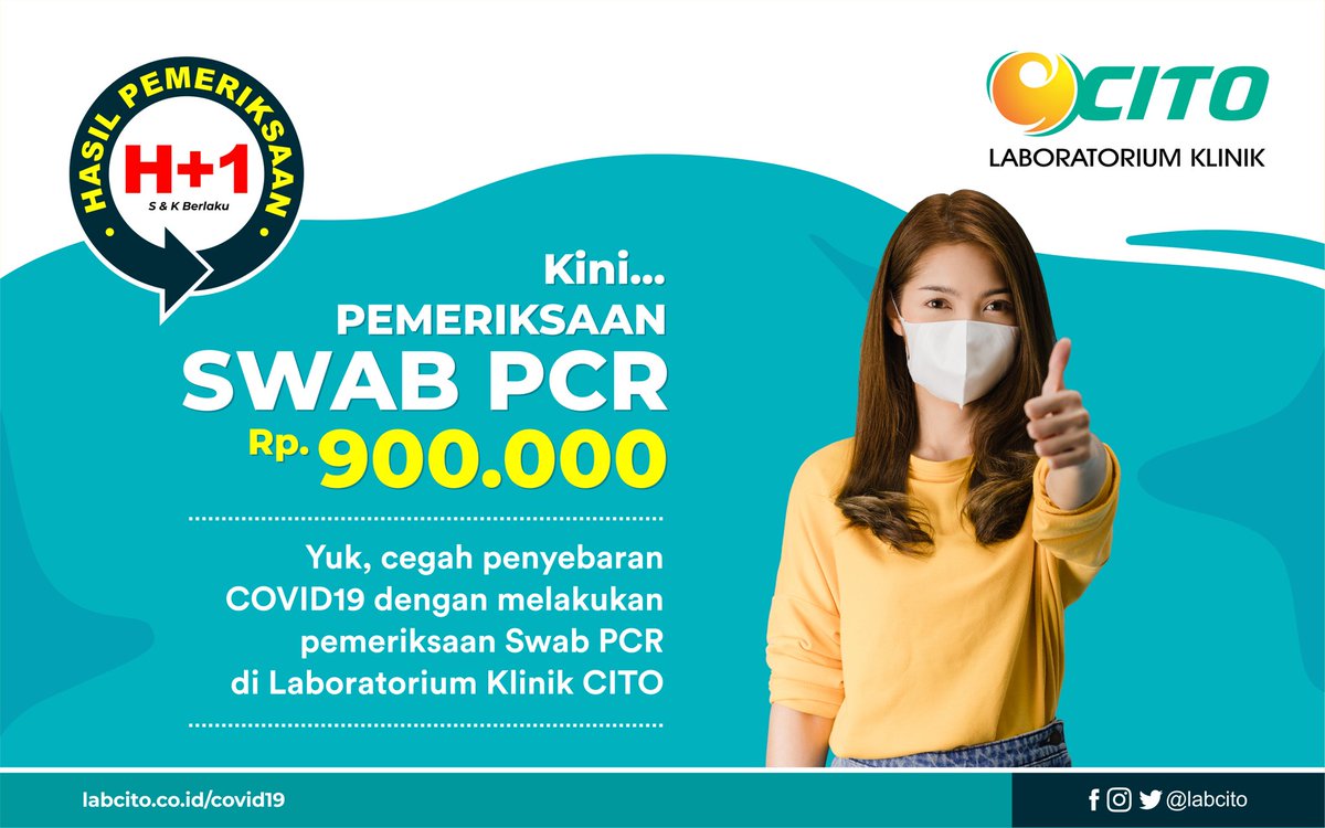 labcito's tweet photo. Kini layanan pemeriksaan tes swab PCR Covid-19 di Laboratorium Klinik Cito dengan hasil cepat dan harga yang semakin terjangkau. Tes Swab RT-PCR yang memiliki tujuan untuk menegakkan diagnosa dari penyakit Covid-19.
#labcito #swabcovid #swabcepat #PCRtest https://t.co/w7ZbyqrM7N