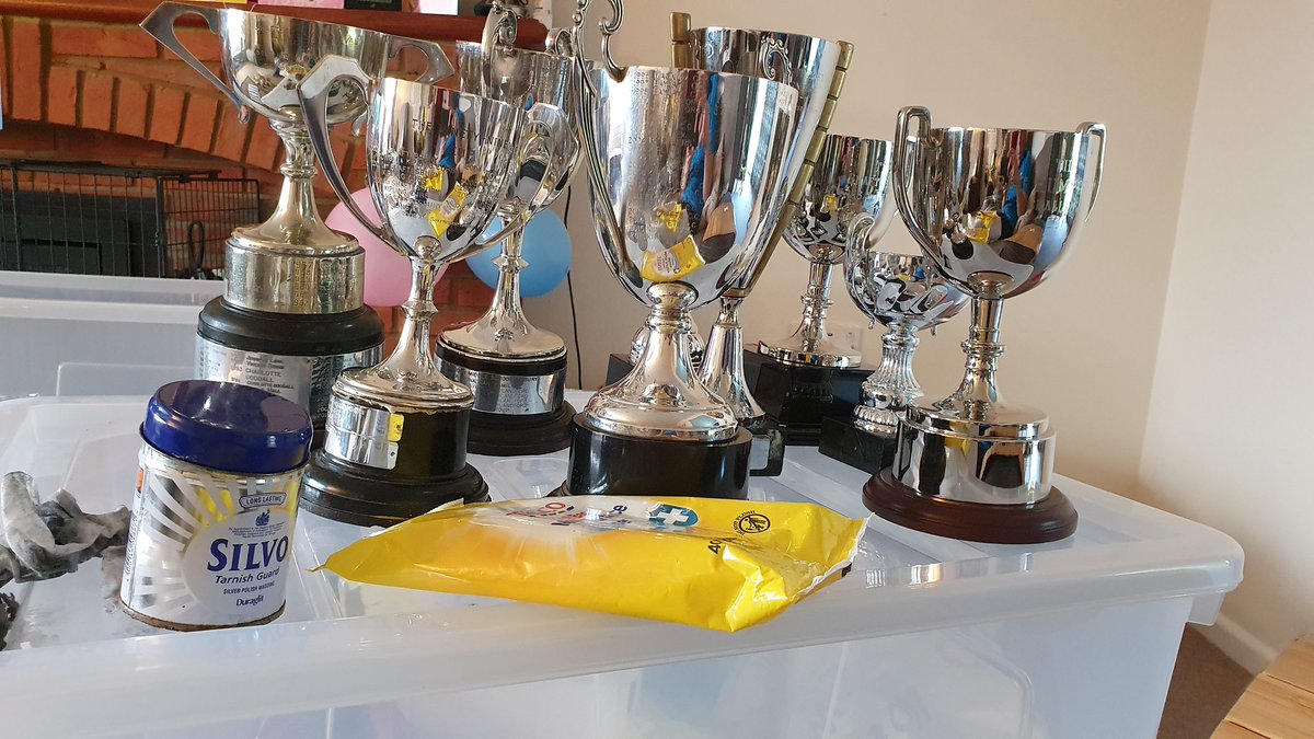 No rest for us, even tho our carnival didn't happen this year. 
We are currently giving our trophies an "autumn" clean. 
Some of them go back to the late 1950's!!