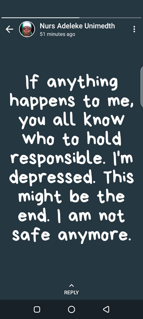 This Nurse here's been owed 8months salary together with other colleagues by UNIMEDTH, Ondo. Sometimes last week, he was issued a query letter by the HNS of that institution over a WhatsApp status he uploaded ( His private Life)
#Thread