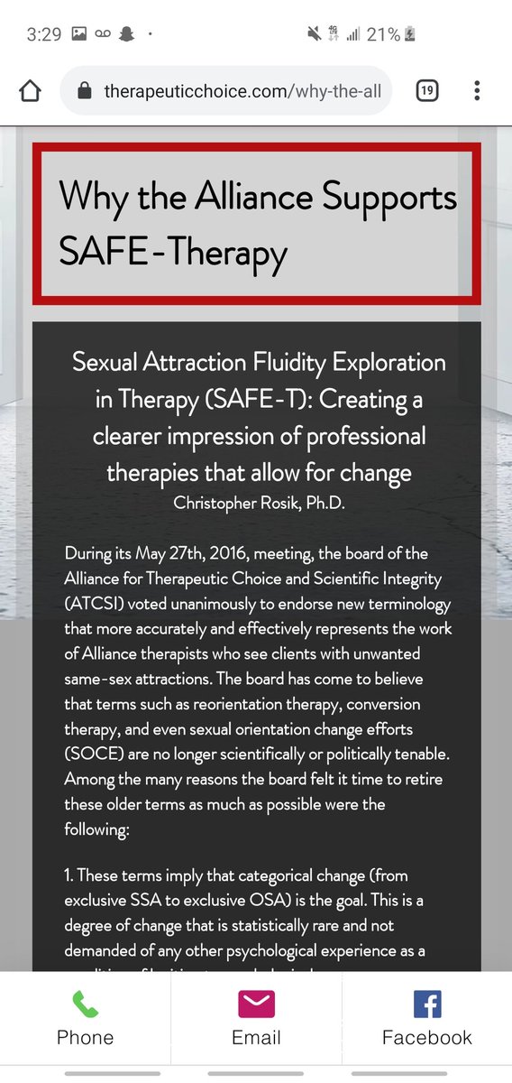 "Sexual Attraction Fluidity Exploration in Therapy (SAFE-T): Creating a clearer impression of professional therapies that allow for change.- Christopher Rosik, Ph.D."