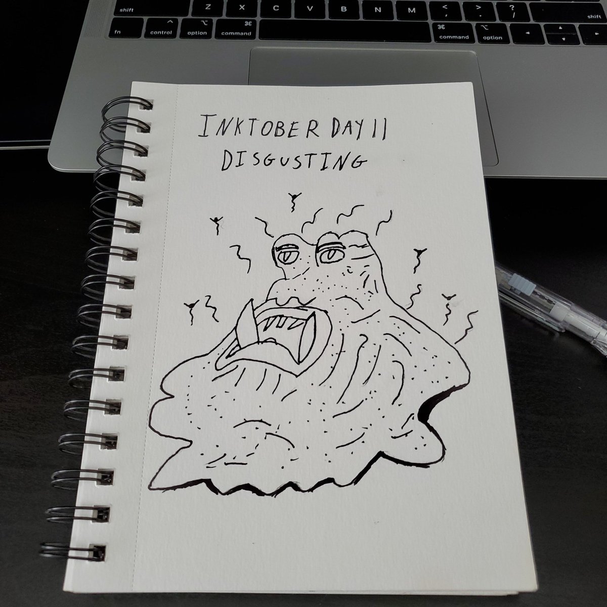 thatpoppunkwolf's tweet photo. #inktober2020 Day 11: Disgusting 

Master Belch eveyone....Do I need to say anything more? 

#poppunkwolf #earthbound #masterbelch https://t.co/mjmUaxkTJD