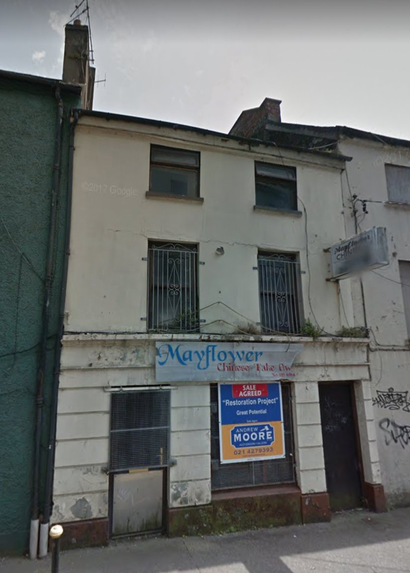 previously the Mayflower Chinese take awayleft (2014) & top right (2017) are  @googlemaps bottom right is nowclearly refurb, conversion work delayed at some stage, hopefully be someones home Cork city centre very soonNo. 121  #regeneration  #vacancy  #wellbeing  #HousingForAll