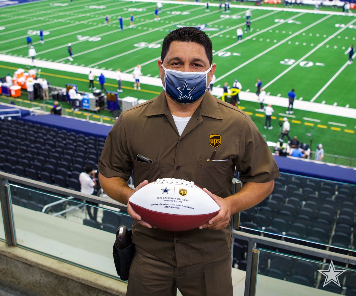 Thank you to our <a href="/UPS/">UPS</a> Game Ball Delivery Driver Johanns Pulido for not only delivering the game ball to <a href="/ATTStadium/">AT&T Stadium</a> safely, but for your continued commitment to the community as a <a href="/UPS/">UPS</a> driver of 20 years. #ThanksForDelivering