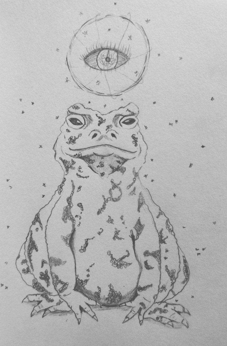 Day 11 - Psychic Toad - the arcane eye above the toad grants it the ability to read minds #dnd  #dungeonsanddragons  #noc  #monster  #dnd5e  #drawtober2020  #drawtober  #toad  #pencil  #critterart