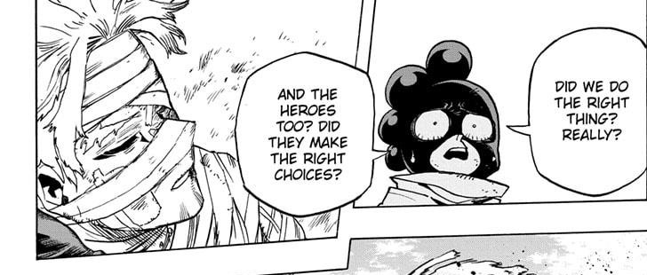 #bnha287 toga's conversation with uraraka will be interesting to bring up what mineta was asking in ch 283, "is this right? is this what it means to be a hero?" 
