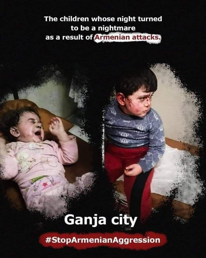 New nightly missile attack by the #Armenian forces on residential area of #Ganja, second largest city of #Azerbaijan.

More than 9 civilians killed, 33 civilians including kids seriously wounded in Ganja. 
This happens after the ceasefire agreement in Moscow.