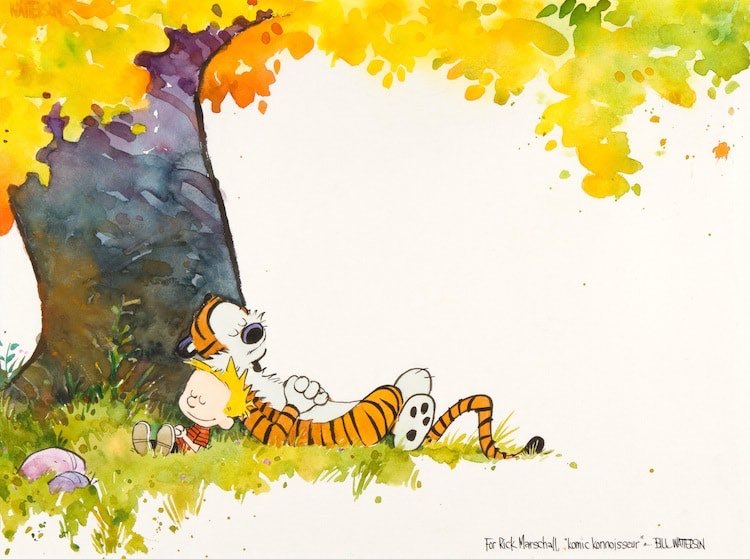 Things I Love :  Calvin and Hobbes by the genius Bill Watterson. One of my favourite things ever.  The characters, the storytelling, the tone and my god the art.  This is a monumental work, as good as it gets and a HUGE influence on me. 