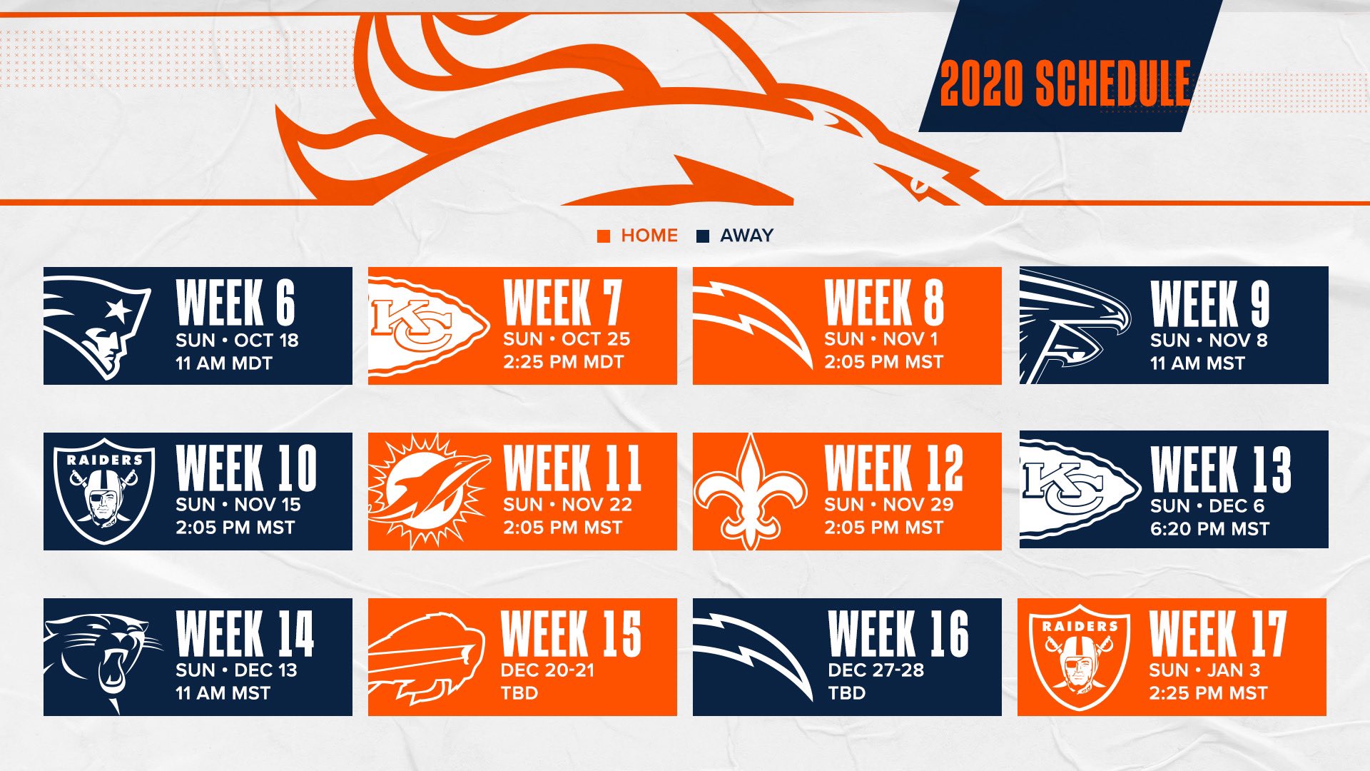 broncos schedule 2022