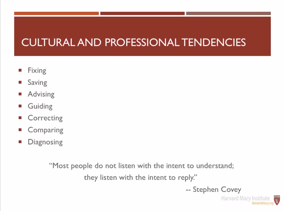 Do you listen with the intent to understand or the intent to reply? Introduction to humble inquiry by <a href="/LizGaufberg/">Elizabeth Gaufberg</a> <a href="/HarvardMacy/">Harvard Macy</a> #HMIEducators.