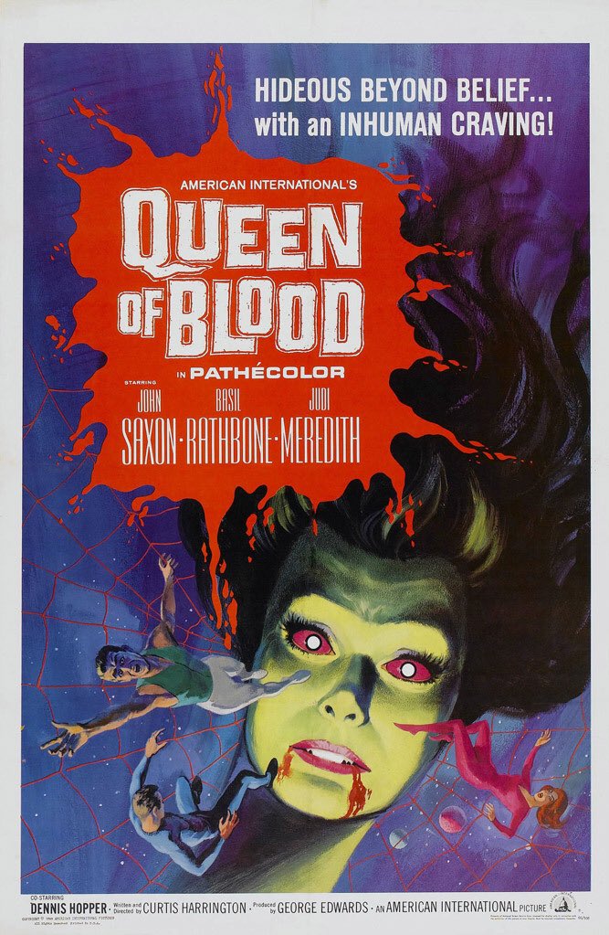 11.) Queen of Blood (1966). Tonight’s theme was dedicated to John Saxon. Chose by cover art alone and was not disappointed. Not only did I get Saxon but a young Dennis Hopper! The colors are psychedelic and the effects solid. #octobermoviescreeningchallenge #31spookynights