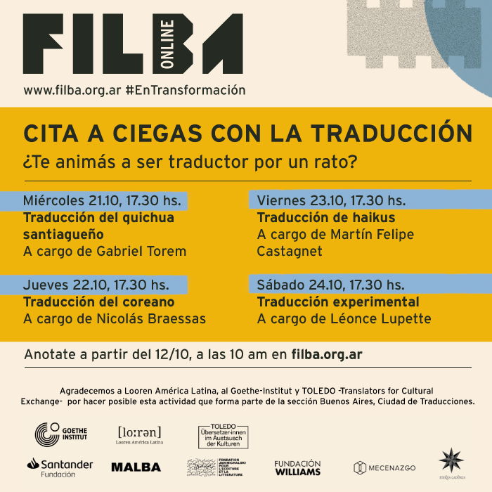 mobymartin's tweet photo. mañana lunes 10 am se abre la inscripción a los talleres "Cita a ciegas con la traducción" del FILBA, donde voy a dictar uno de traducción de haikus. no hace falta saber idiomas para participar de estos talleres, sólo ganas de aprender, experimentar y divertirse. @FundacionFilba https://t.co/hCLEDKQgC7