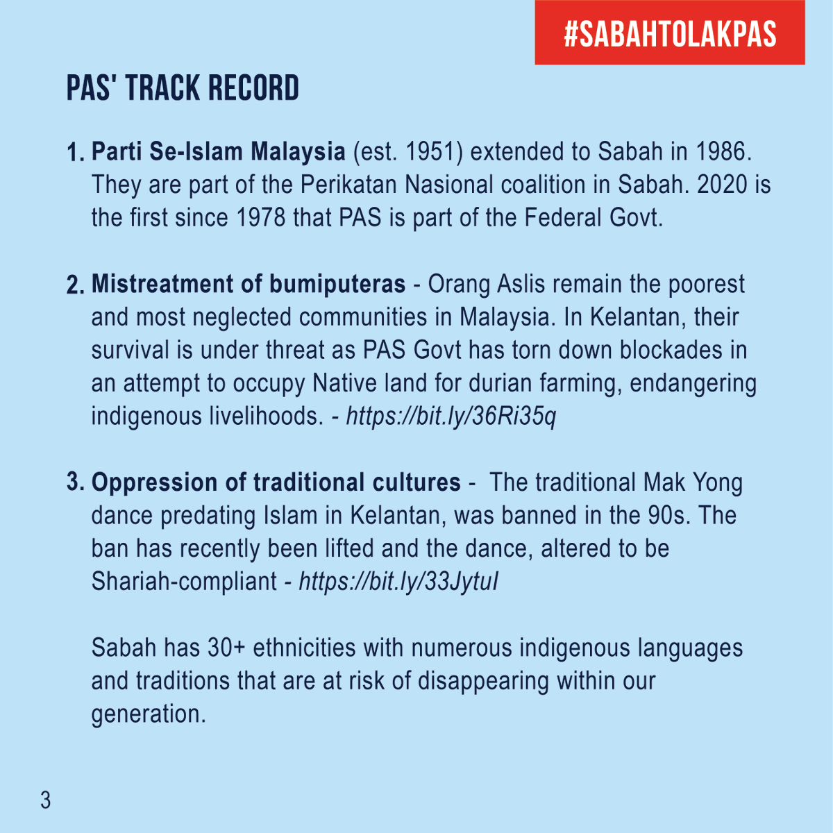 jameschin110's tweet photo. #SabahTolakPAS #NdaMauPAS #AuoNohPAS #MadaDoPAS
A group of Sabahans are starting a virtual campaign against PASβs entry into Sabahβs DUN. The are worried, correctly in my view, that PAS will alter the multicultural setting of Sabah.
Read their important message; share the # https://t.co/S5Tc8AL1SF