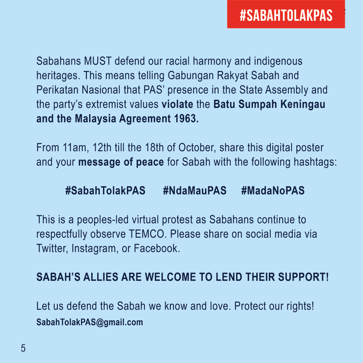 jameschin110's tweet photo. #SabahTolakPAS #NdaMauPAS #AuoNohPAS #MadaDoPAS
A group of Sabahans are starting a virtual campaign against PASβs entry into Sabahβs DUN. The are worried, correctly in my view, that PAS will alter the multicultural setting of Sabah.
Read their important message; share the # https://t.co/S5Tc8AL1SF