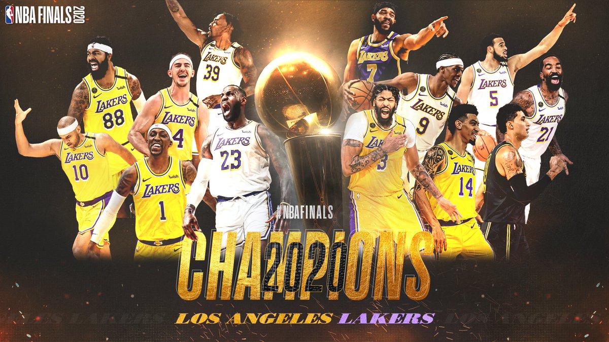 NBAspain's tweet photo. ¡Los Lakers campeones de la NBA!

🏆🏆🏆🏆🏆🏆🏆🏆🏆🏆🏆🏆🏆🏆🏆🏆🏆

17º título de su historia 

DALE LIKE y RT si eres aficionados de Los Angeles Lakers #LakeShow #NBAFinals https://t.co/gPD1CQNynK