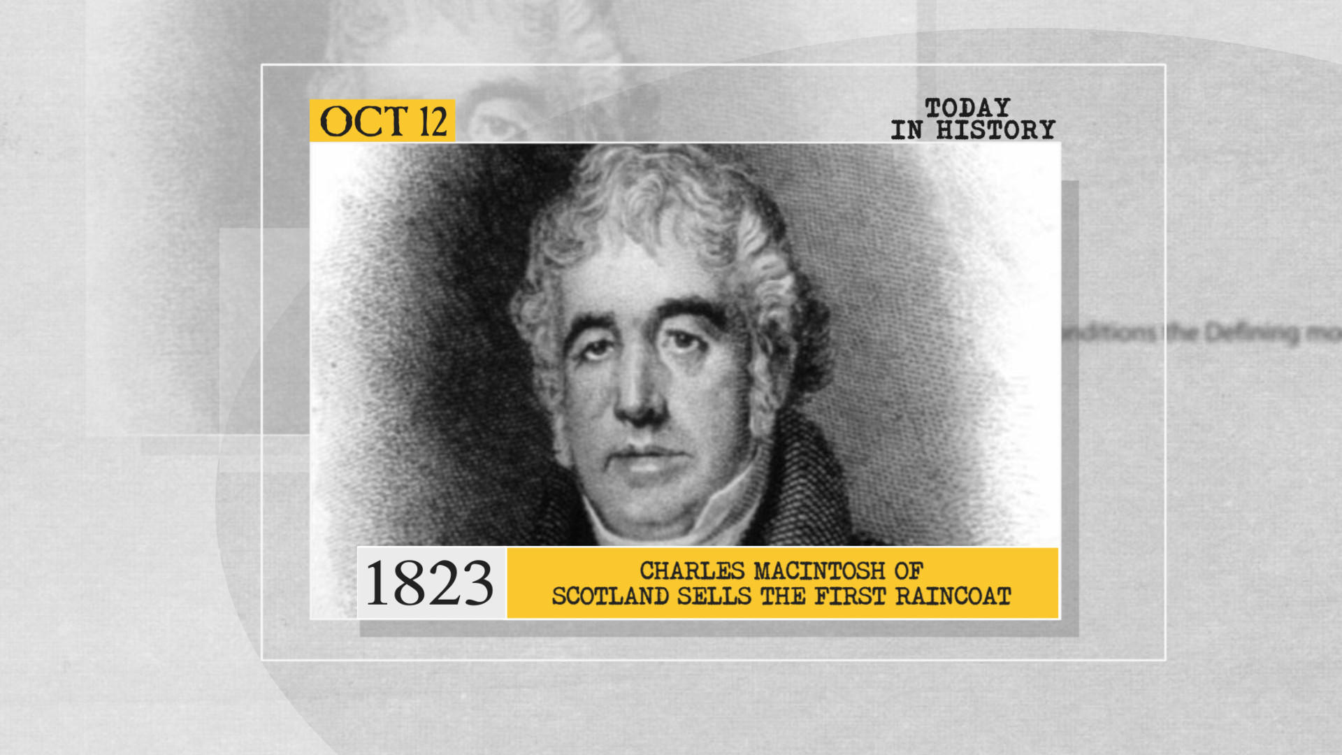 WION on Twitter: "#TodayInHistory | 1823: Charles Macintosh of Scotland sells the first raincoat https://t.co/mS4qzp9aJc" / Twitter