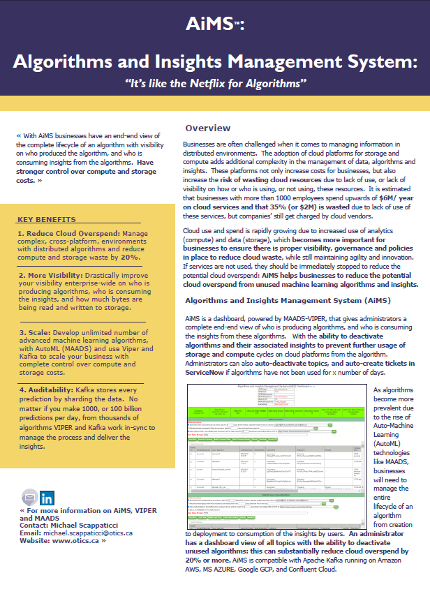 samaurice's tweet photo. @OTICSAnalytics OTICS releases AiMS (Algorithms and Insights Management System) integrated with Apache Kafka: "Its like the Netflix for Algorithms" (https://t.co/W98lXMH173) https://t.co/EayrZEjJ5w