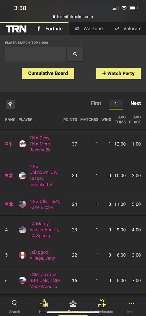 BangerEsports's tweet photo. Standings After game 1!! #crazy #intense #viral #trending #FNCS #fortnite https://t.co/Yu7VAouOIq