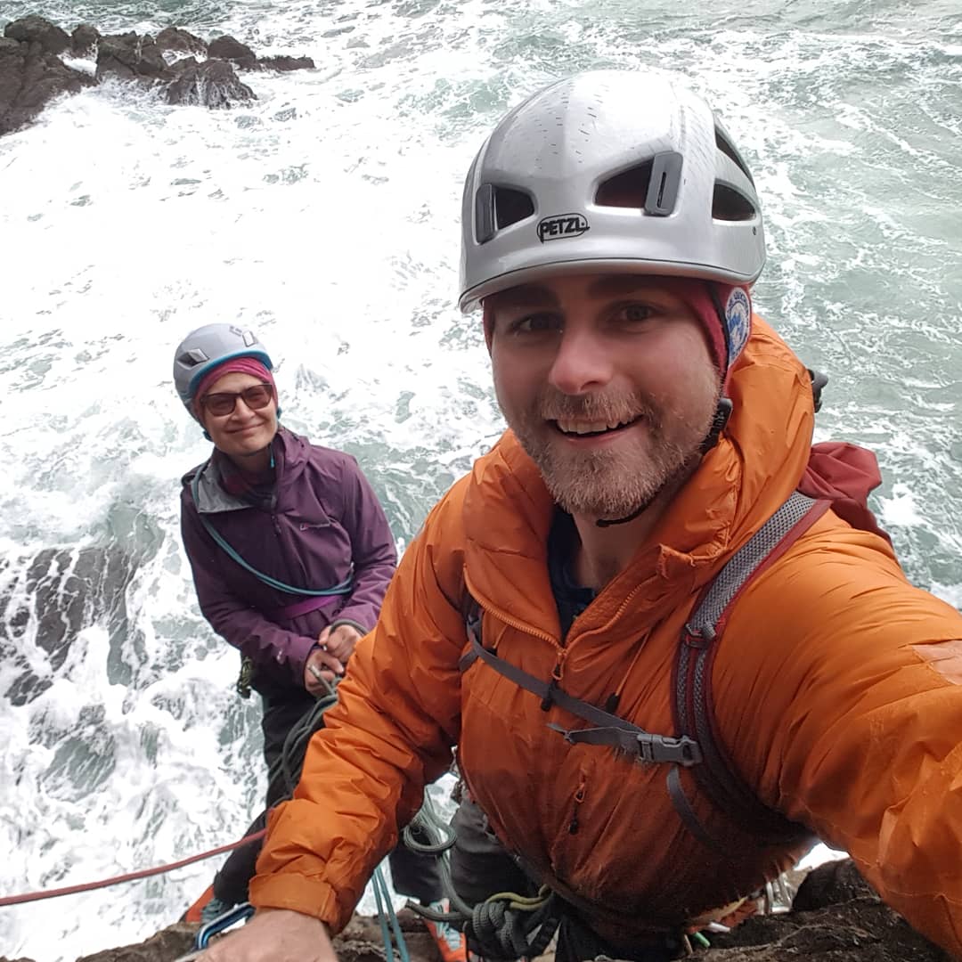 alexanderrclay's tweet photo. Pleasure working with Zahida again this weekend. 2 more days of superb rock climbing. From tentatively weighting her anchors, to hanging calmly above a roaring sea, if that isn't progress then I don't know what is @the_AMI #callthiswork #ilovemyjob #rockclimbing #teaching https://t.co/HDgLOEr8rw
