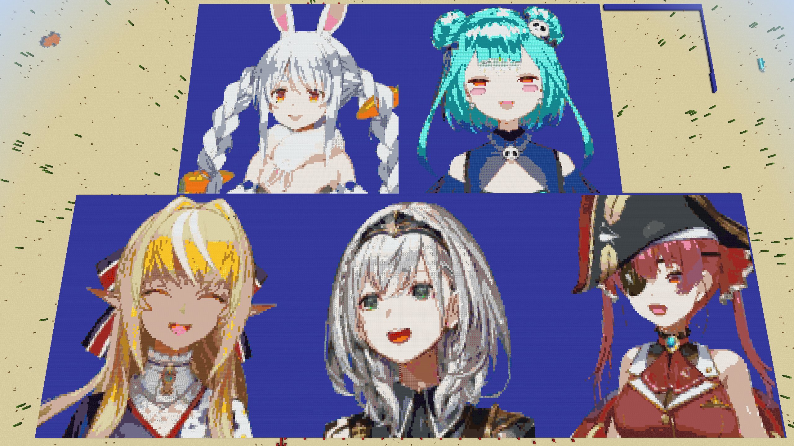 780 Rocket ノエラート マリンのお宝 しらぬえ 絵クロマンサー ぺこらーと ホロライブファンタジー 作成を続けていたマインクラフトの地上絵が完成しました 自分がホロライブの沼に沈んだのは三期制のみなさんのおかげです 絵が描けないので何か
