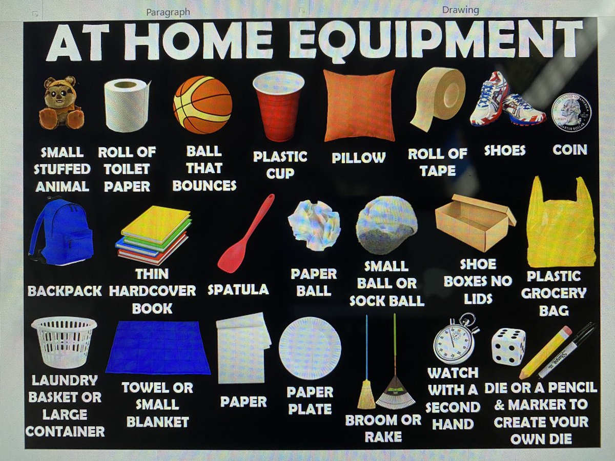 physedreview's tweet photo. As I think about this list, I know I have a few pieces of “real” equipment I could send home for the 1 remote class I have for next 6 week cohort...6” gator ball (bought them 25 yrs ago-all black), juggling scarves, yarn ball (From 25 yrs ago), paddle, balloons #physed #hpeathome https://t.co/McCpcSG8CF