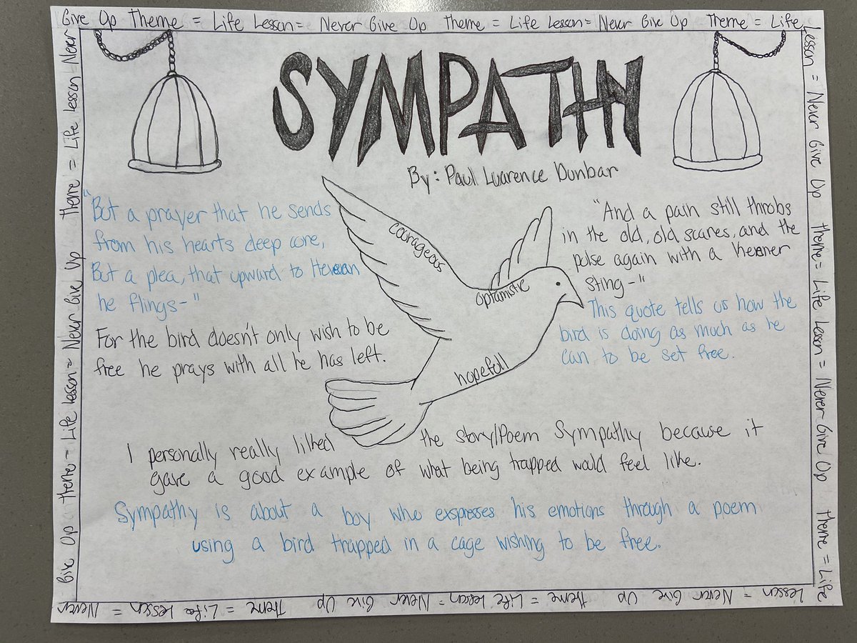Our Kodiak bears did an AMAZING job showing what they’ve learned through these Unit 1 one-pagers! The poem “Sympathy” by Paul Laurence Dunbar was definitely a class favorite. #onepager #ELA