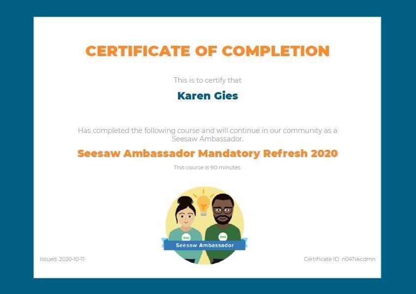 Another year!! #seesawambassador <a href="/Seesaw/">Seesaw</a> <a href="/karengies57/">Karen Gies</a> <a href="/ffca_nee/">FFCA--NEE Campus</a> <a href="/ffcaedu/">FFCA</a> #ffcaworks