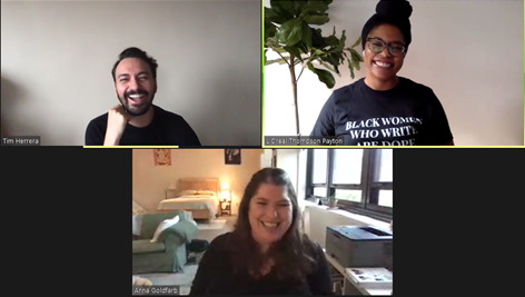 Look how much fun the Freelancing With Tim panels are! Thank you, <a href="/TimHerrera/">Internet Person™⭐️</a>, <a href="/LTintheCity/">L’Oreal is such a TYRANT (she/her)</a>, &amp; @AnnaGoldfarb! (P.S. L'Oreal, I keep hearing great things about <a href="/InsightTimer/">insighttimer</a>! I'm addicted to <a href="/Headspace/">Headspace</a> &amp; <a href="/murrayhidary/">Murray Hidary</a>'s #mindtravel mediations, but I should try Insight Timer, too!)