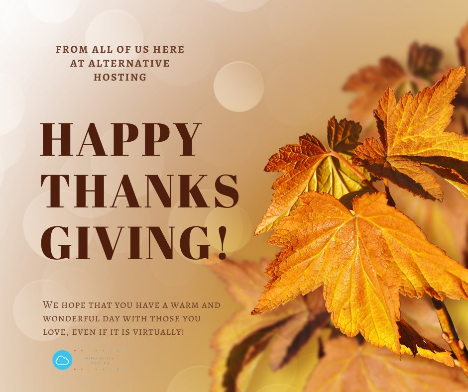 AlternativeHost's tweet photo. Wishing all our wonderful clients a happy and healthy #Thanksgivingweekend 
We're always thankful for YOU! https://t.co/Gpi7Hc4Q6S