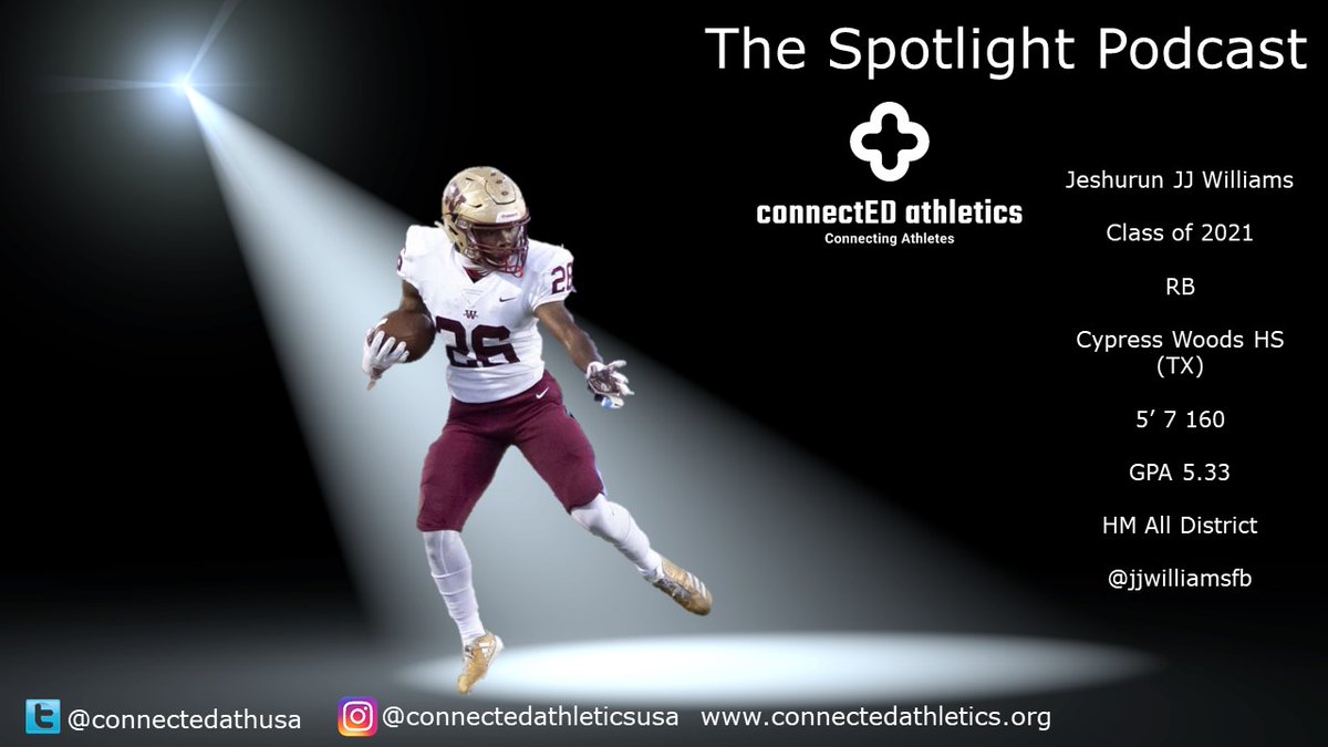 connectedathUSA's tweet photo. The Spotlight Podcast powered by @bwwings - Jeshurun JJ Williams
 🗓 Oct. 11th
🕕6:00 PM CST
📍https://t.co/qhJdgmmRux
💻NCAA college coaches/fans can watch the recording at https://t.co/A7cUKdDnqC
📧Contact awilliams@connectedathletics.org with ?'s #tellyourstory #BWWWildcatsFB https://t.co/LXyF436iBb