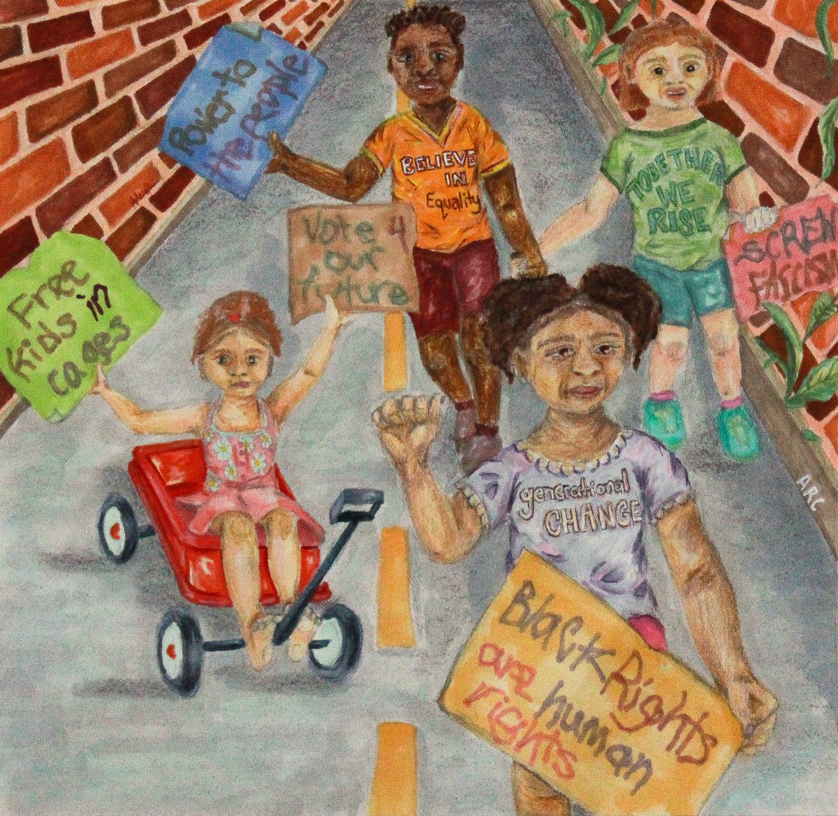 PSUProjectUnity's tweet image. This beautiful piece, "Teach 'Em Young" was created by artist and alumni Ashlee Romain. Thank you Ashlee for this beautiful submission! See more of her artwork at ashleeromainart.com #WeStandInUnity