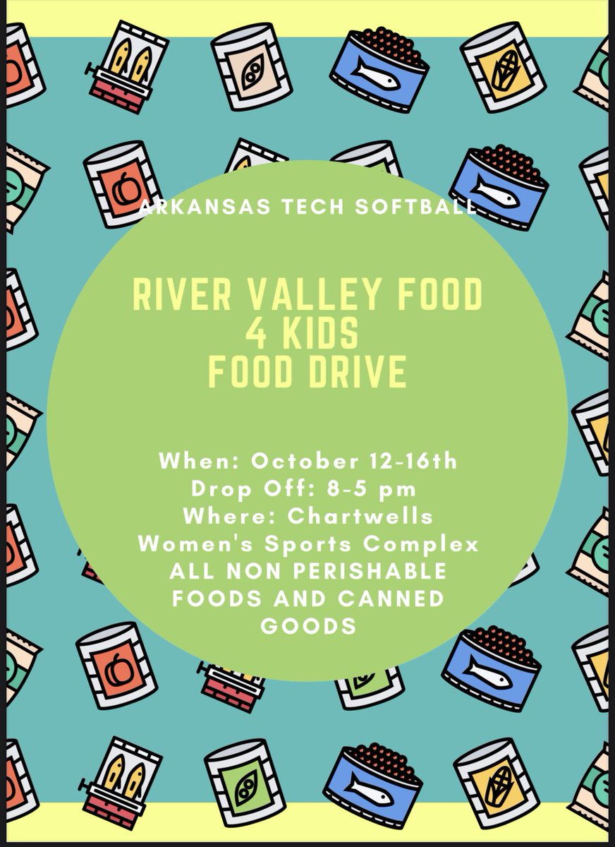 We are asking that donations of non-perishable foods and canned goods be dropped off at the Chartwells Women's Sports Complex. Donations will be accepted from 8 a.m. – 5 p.m, Monday through Friday!💚💛💚💛