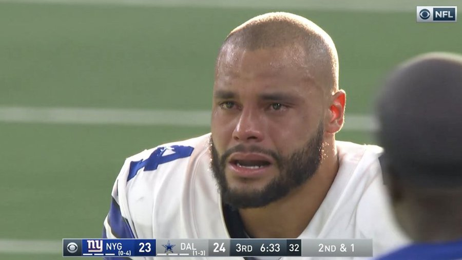 Heartbreaking folks. Just heartbreaking. Dak Prescott does everything the right way. He's the kind of guy you buy his jersey for your kid because he is such a damn good man. Get well #4.
<a href="/NBCDFWSports/">NBCDFWSports</a>