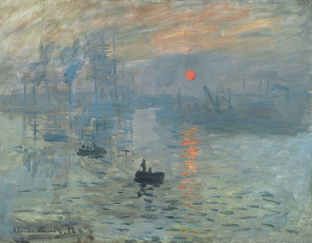 Later on, Monet tried applying multiple gray tones to create depth and continued using rapid brushstrokes to portray light from the sky reflecting off the sea. https://www.artble.com/artists/claude_monet/paintings/impression_sunrise#:~:text=Impressionism%20favored%20rapid%20brush%20strokes,the%20rest%20of%20the%20scene.