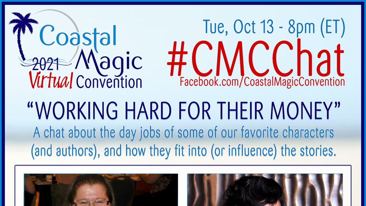 dolomorr's tweet photo. Join #CMCon21 Featured Authors @authorkcburn and @NinaCrespo21 - Tuesday, Oct 13th at 8pm ET - for "Working Hard For Their Money" ... a #CMCChat to discuss the day jobs of their characters and the influence on the story. https://t.co/ZlDCvT6f1d https://t.co/0b4SH0XK3j