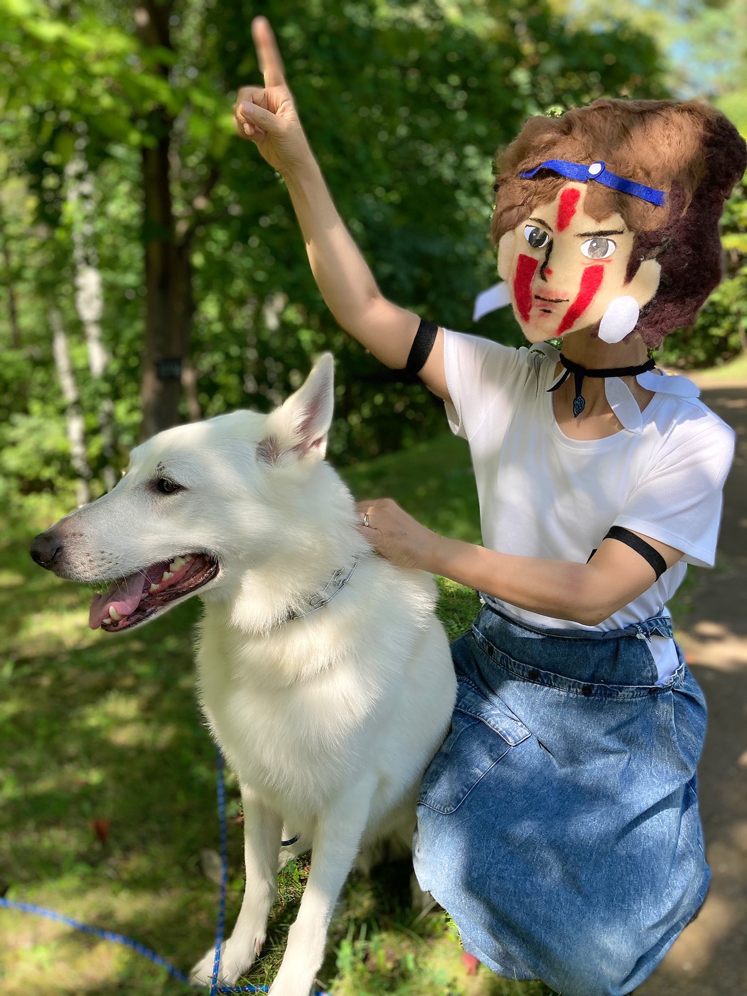 Yamamoto Mogu 実写版羊毛 もののけ姫 撮影は旭山公園 タレ目ののモロ君は 友人の犬 ホワイトシェパードのひゅうが君です もののけ姫 実写版 モロの君 ジブリ映画 動画 おもしろ動画 羊毛フェルト ハンドメイド Handmade Woolfelt